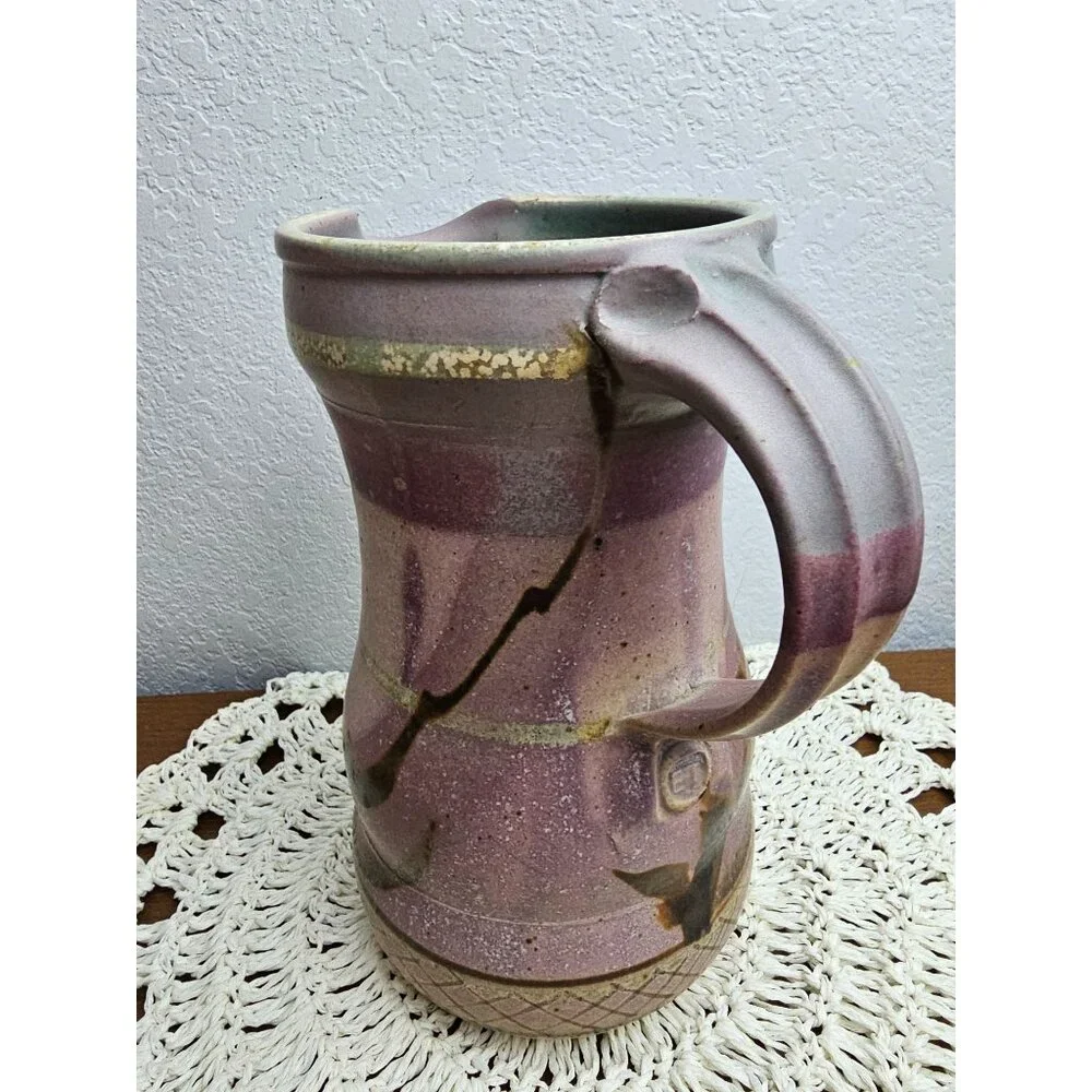 Elmer Taylor Studio Art Pottery‎ Pitcher Stoneware ET, 9 inch, serviceable